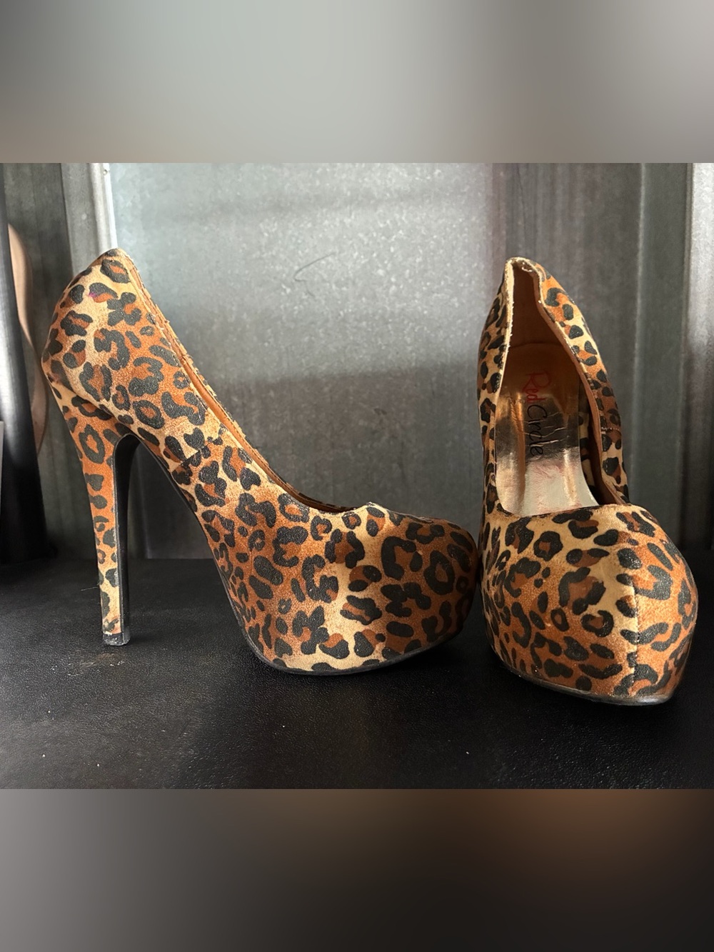 Red Circle Footwear Leopard Print Platform Pumps in Brown & Black